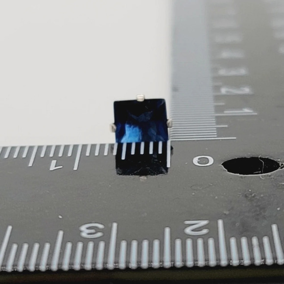 New Dark Blue Square CZ Earrings - Picture 6 of 6